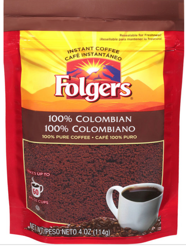 Folgers 100% Columbian Roast Instant Coffee 4 oz. 